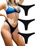 KUKU PANDA Womens Cotton Thongs Underwear Breathable No Show Cheeky Panties Tangas Sexy for Everyday Workout 3 Pack Set (Black, X-Large)