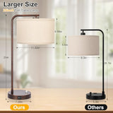 Vintage Table Lamp, Fully Dimmable Table Lamp with C+A USB Charging Ports, Farmhouse Bedside Lamp Nightstand Light