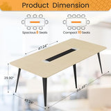 8FT Conference Table, 94.48” Meeting Seminar Table, Boardroom Table Workstation for Meeting Room, Office Conference (Light Oak)