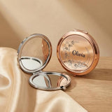 CHENGXINXINXI 2 Pieces of Personalized Engraved mini Portable Double-Sided Makeup Mirror, which can be Engraved with Birthday Flowers and Names. It is a for Young Girls and Female Friends.