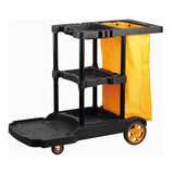 tonchean Commercial Janitorial Cart, 3-Shelf Large Capacity Housekeeping Cart with 25 Gallon Vinyl Bag