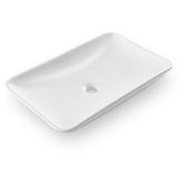 NOHALIPY 24*15 Inch Glossy White Modern Art Countertop Bathroom Vessel Sink, Decorative-Functional Ceramics Rectangle Vessel Sinks, Elegant Above Counter Large Washbasin Bowl for Bathroom Vanity, RVs