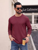 Askdeer Men's Waffle Long Sleeve T-Shirt Casual Lightweight Pullover Tees