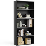 Sweetcrispy Industrial 5 Shelf Bookcase - Large 53 Inch Tall Floor Standing Open Bookshelf with Anti-Tipping Device, Black