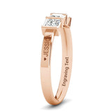 Oseew Eternity Moissanite Ring for women Wedding Rings for Women Princess Cut Moissanite Engagement Ring (Rose gold)