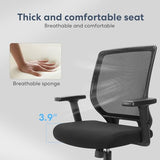 Schwake Ergonomic Office Chair Home Mesh Desk Chair with Adjustable Arms - Mid Back Computer Chairs for Adults - Swivel Task Chair Comfortable for Home Office (Black)