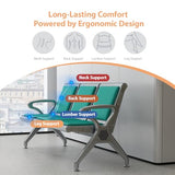 3-Seat Waiting Room Bench - PU Leather Waiting Room Chairs with Arms Airport Reception Bench,
