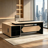 LBCZJYX Executive L Shaped Desk with Drawers, Large Wood Office Furniture