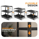 Auto Dynasty Height Adjustable AV Presentation Cart with Power Strip, 42" x 35" Rolling Storage AV Carts, 2 USB Ports