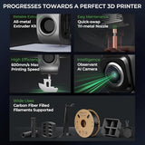 Creality K1C 3D Printer, 2024 New Version 3D Printers with 600mm/s Fast Printing Speed and Clog-Free Direct Extruder
