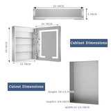 ExBrite LED Lighted Bathroom Medicine Cabinet with Mirror, 24 x 30 Inch, Recessed or Surface Mount, Anti-Fog