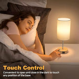 AKASUKI Table Lamp for Bedroom, 3 Way Dimmable Touch Lamp with Dual Charging Station, Small Bedside Lamps(LED Bulb Included)