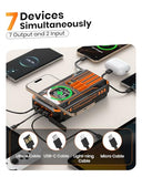 SOARAISE Solar Charger Power Bank - 48000mAh Wireless Portable Charger Built-in 4 Cables and 4 Solar Panels, PD QC 3.0 Fast Charging USB C Battery Pack with Flashlight for Camping Travel