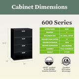 Metal Filing Cabinets for Offices, Adjustable Hangrails for A4, Legal, Letter Files, 18" Deep, Black