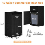 40 Gallon Restaurant Trash Can Cabinet, Wooden Commercial Trash Can with Tray Holder