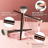 Makeup Brush Set, Premium Synthetic 10 PCS Makeup Brushes, Travel Makeup Brush Set with Soft Hairs, Makeup Brushes Set Professional for Blush, Eyeliner, Eyeshadow, Concealer, and Foundation (Brown)