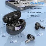Fhumsh Wireless Earbuds Bluetooth 5.4 Headphones Stereo Ear Buds Black