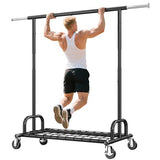 Raybee Heavy Duty Clothes Rack, Clothing Racks for Hanging Heavy Clothes 200+, Rolling Clothing Rack Load 530 LBS, Extendable & Adjustable with Wheels, Black
