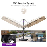 PURPLE LEAF 9' X 12' Left-right Tilt Patio Umbrella Outdoor Cantilever Swivel Rectangle Umbrella with Tilt Aluminum Offset Umbrella with 360-degree Rotation for Garden Deck Pool Patio Beige