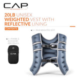 CAP 20LB Weighted Vest Blue – Unisex Workout Vest with Reflective Stripes, Phone Pouch, and Adjustable Fit for Walking, Running, Cardio, Strength Training