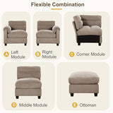 HAOMARKETS 135” Modular Sectional L Shaped Corner Sofa with Movable Ottoman