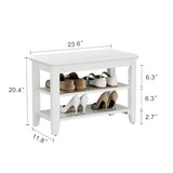 AQIMUELE Wood Shoe Rack Bench for Entryway, 2 Tier Shoe Rack for Front Door Entrance, Shoe Bench with Shoe Storage for Entryway, Bedroom, 23.6"