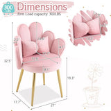 VINGLI Petal Makeup Vanity Chair with Back,Flower Cute Girls Desk Chair