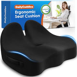 DailyCuddles Seat Cushion, Chair Cushions for Office Chairs/Desk Seats/Wheelchair - Hip & Sciatica, Black