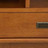 SIMPLIHOME Draper 64" Tall Solid Wood 5-Shelf Bookcase in Teak Brown