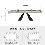 9 Piece Marble Expandable Dining Table Set with 8 Comfy Dining Chairs