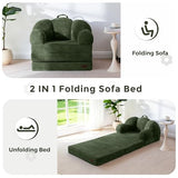 MAXYOYO Folding Sofa Bed, Convertible Floor Sofa Couch, Dark Green, Single