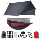 Sunyear Camping Hammock-Hammocks with Net and Rain Fly Tarp - Portable Single&Double Lightweight Nylon Parachute Hammocks with Hammock Tree Straps for Backpacking Hiking Travel Camping Indoor Outdoor