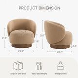 KISLOT Swivel Barrel Accent Chair, Boucle Fabric, Sand, 1-Pack