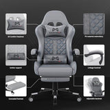 Gamtimer Gaming Chair, 400 lbs Adult Chair, High Back Computer Chair with Footrest and Linked Armrests, (Grey)