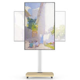 AOKCOS Tall Rolling TV Stand with 90° Rotation & 12° Tilt, 10-Height Adjustable Mobile TV Stand for 32-65 Inch TVs, Portrait/Landscape TV Cart for Home Office Studio, White
