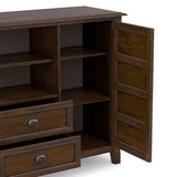 SIMPLIHOME Burlington 54" Wide Solid Wood TV Stand in Mahogany Brown
