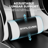GTPLAYER Gaming Chair, Computer Chair with Footrest and Lumbar Support, Height Adjustable Game Chair (White)