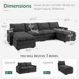 HONBAY 127.2 Inch Corduroy Cloud Modular Sectional Sofa with Chaise