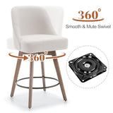 Bekrvio Counter Height Bar Stools Set of 4, Mid-Century Swivel Barstools with Backs and Wood Legs