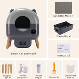 GTPLAYER Automatic Self-Cleaning Cat Litter Box, 2026 Upgraded 66L+18.6L Extra-Large Covered Smart Box with App Control, Safety Sensor System, Easy-Clean Waste Bin, Ideal for Multi-Cat Homes, Grey