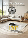 AKIRES 30” Outdoor Pedestal With Energy-Saving Motor,9600 CFM High-Velocity Industrial Stand Fan, 120° Oscillating Heavy Duty Metal Floor Fan for Shop, Warehouse, Workshop, Gym, Garage Silver