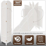 8 Panel Room Divider, 6ft Tall Folding Privacy Screen, 19.5" Wide Panels, 360°Rotation