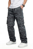 GINGTTO Camo Pants Men Cargo Wide Leg Fashion Streetwear Drawstring Stretch 30