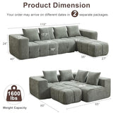 119" Boneless Couch, Cloud Sectional Couch with Deep Seat