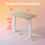 32" Small Electric Standing Desk Adjustable Height, 4 Memory Height Settings, Sit Stand Up Desk, Light-Walnut