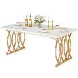 Tribesigns Modern Dining Table, 63" Large Kitchen Table for 4-6 People, Unique Rectangular Dinner Table