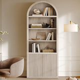Book Shelf 82" Tall Arched Cabinet Bookcase with Doors 5 Tier Book Shelves with Storage Large Bookshelves Wide Bookshelf
