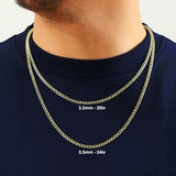 Nuragold 14k Real Yellow Gold Cuban Curb Link 3.5mm Chain Necklace