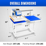 MechMaxx 20x24 Inch (50x60cm) Commercial Pneumatic Dual Platen Heat Press Auto Lift Sublimation Transfer Machine