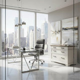 Ashford & Sons 42" Wood Lateral File Cabinet, Knotty Oak Veneer, Rustic White